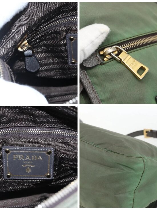 PRADA Shoulder Bag Nylon Green Gold Auth - Picture 13 of 16